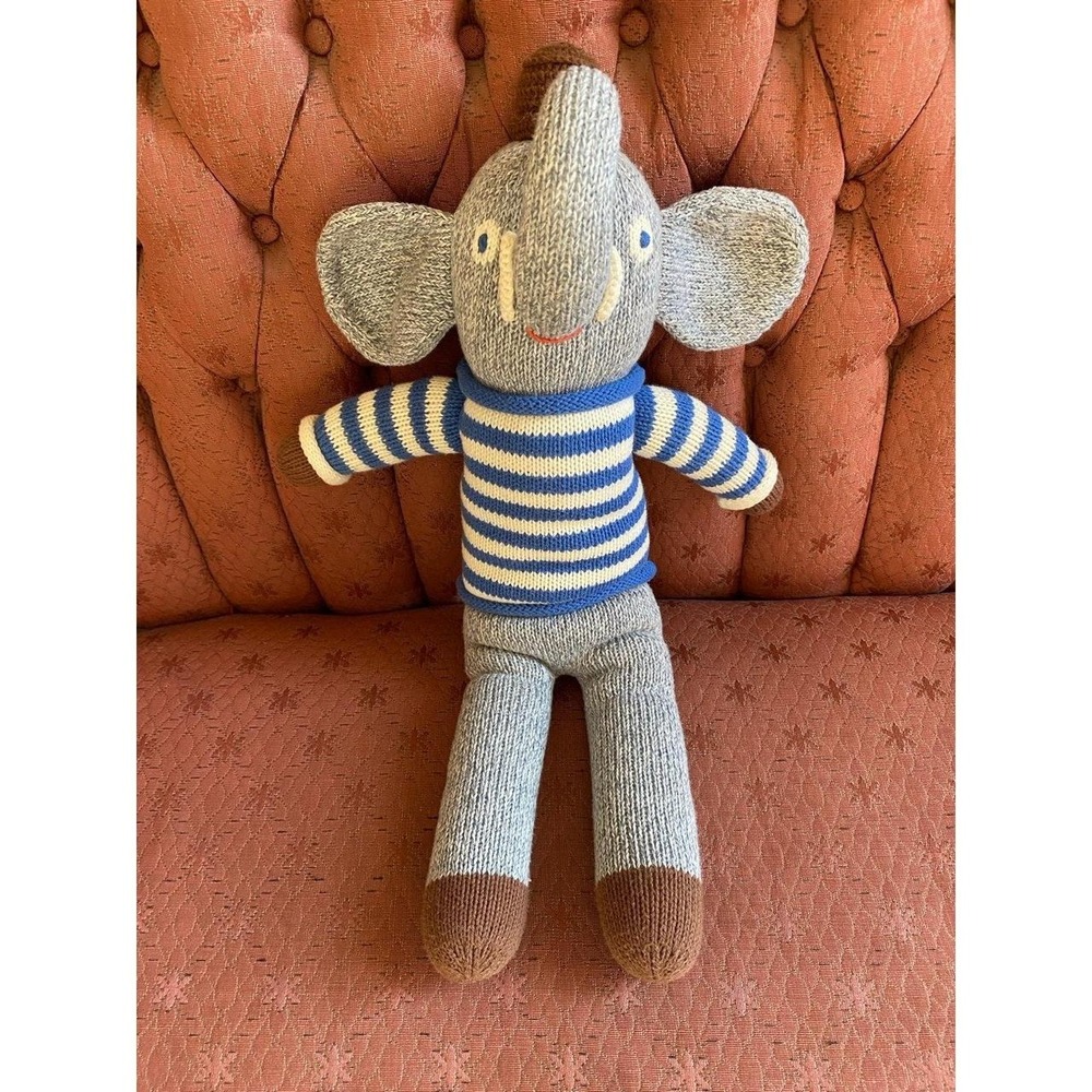 Blabla Riviera Striped Kids Handmade Knit Elephant Cotton Doll 2017 s36